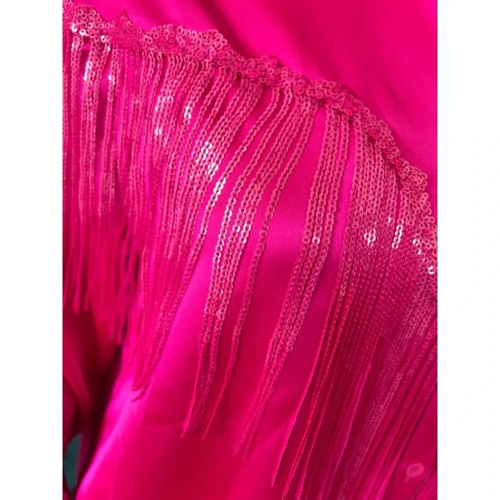 FANTASTIC FAWN Button down sequin fringe top S M L - Picture 9 of 10